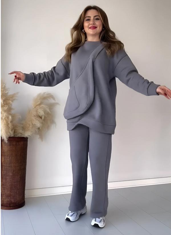 Comfortable Sweatshirt Tracksuit 2Pcs 4Colors