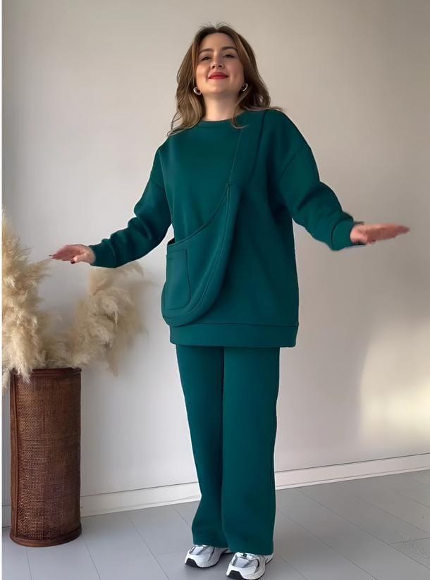 Comfortable Sweatshirt Tracksuit 2Pcs 4Colors