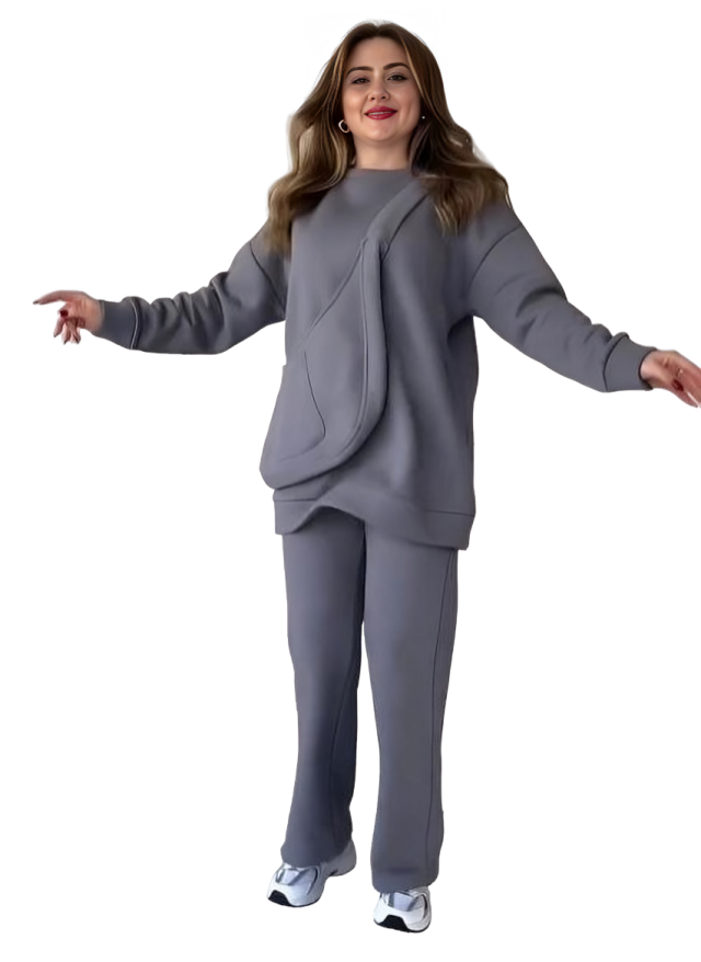 Comfortable Sweatshirt Tracksuit 2Pcs 4Colors