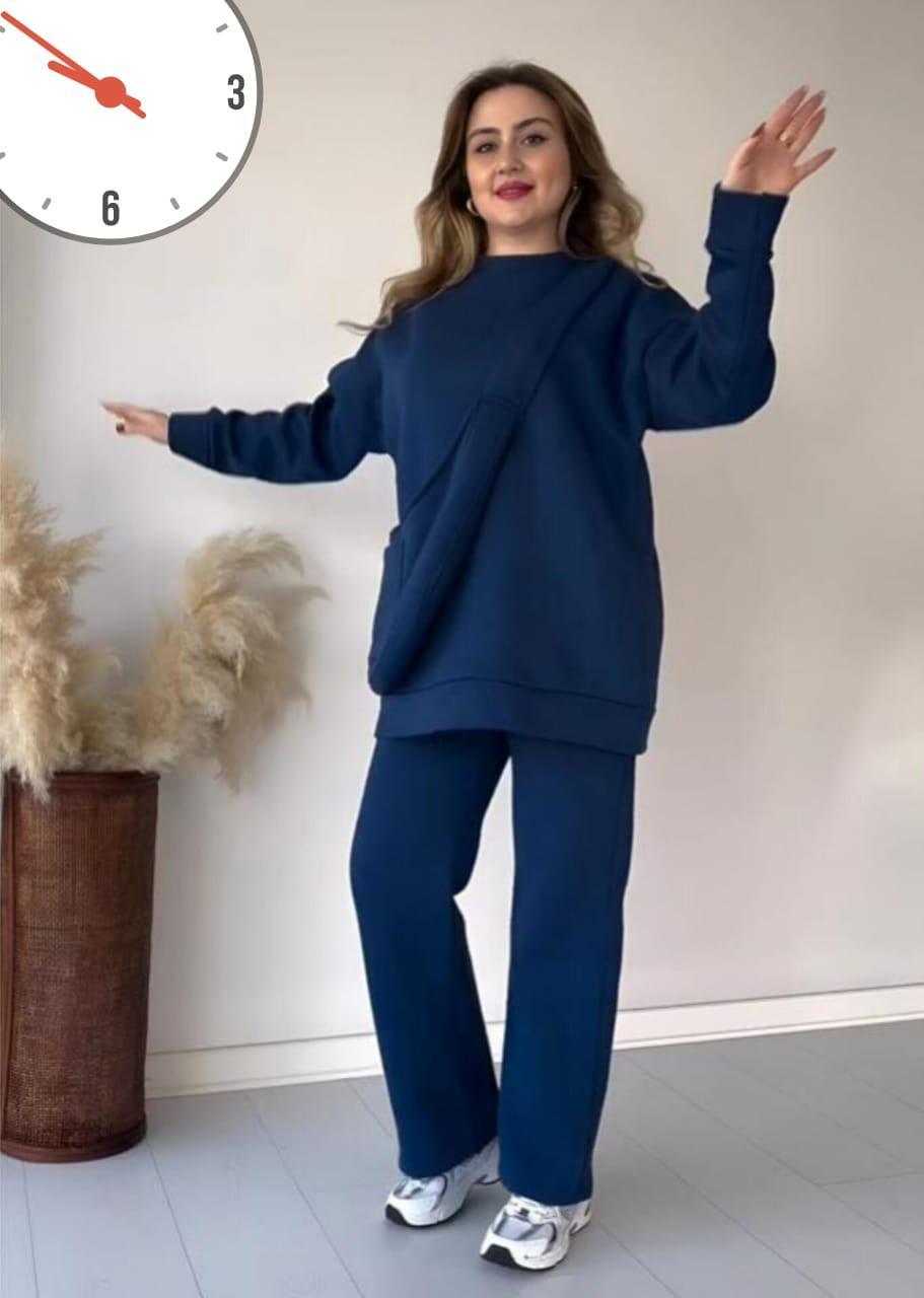 Comfortable Sweatshirt Tracksuit 2Pcs 4Colors