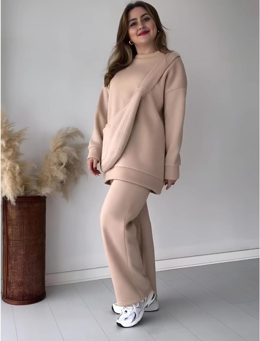 Comfortable Sweatshirt Tracksuit 2Pcs 4Colors