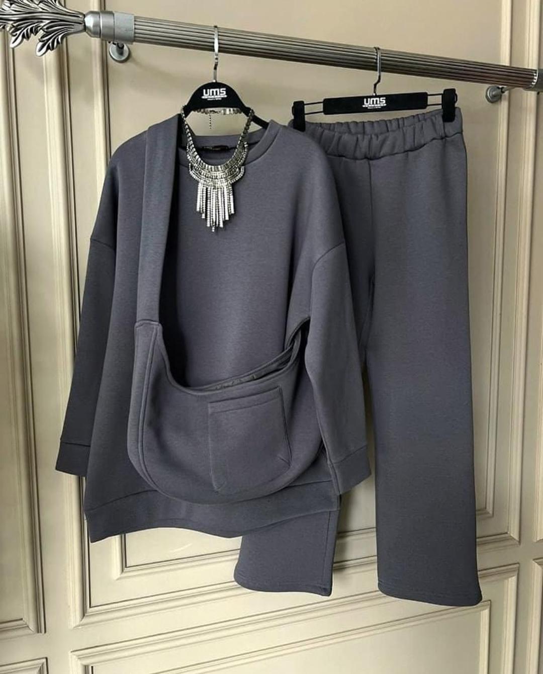 Comfortable Sweatshirt Tracksuit 2Pcs 4Colors